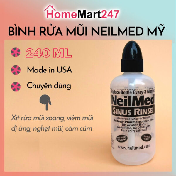 BÌNH RỬA MŨI NEILMED NGƯỜI LỚN 240ML CHÍNH HÃNG MỸ