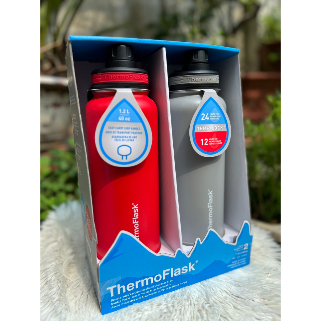Bình giữ nhiệt ThermoFlask 2023 set màu đỏ - xám