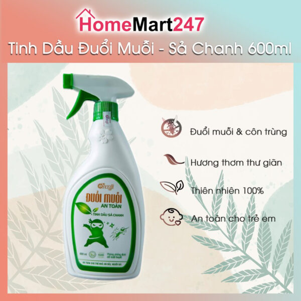 ĐUỔI MUỖI HỮU CƠ TINH DẦU SẢ CHANH ORENJI 600ML