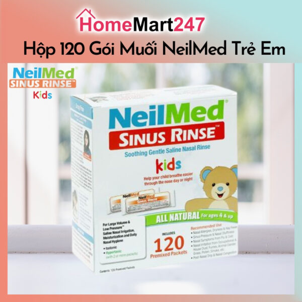 HỘP 120 GÓI MUỐI VÀNG RỬA MŨI NEILMED TRẺ EM CHÍNH HÃNG MỸ