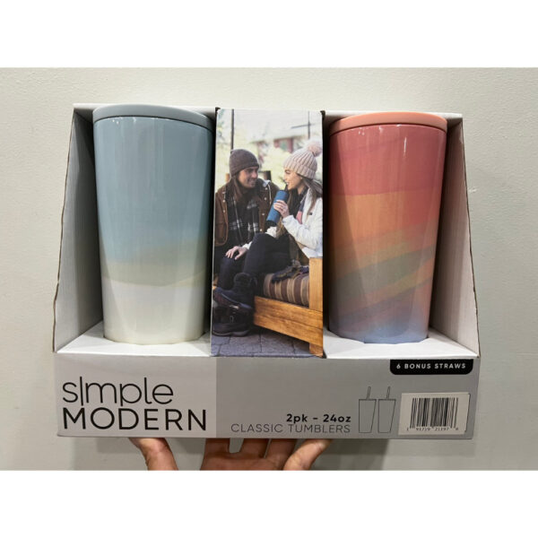 HỘP LY GIỮ NHIỆT SIMPLE MODERN 710ML - GIỮ LẠNH ĐẾN 24 TIẾNG - KÈM 3 ỐNG HÚT - CLASSIC TUMBLERS 24 OZ SET MÀU