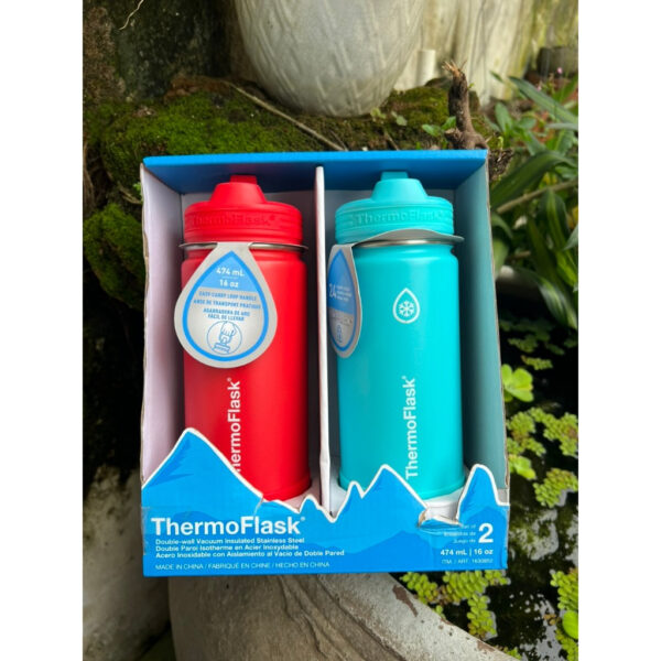 HỘP SET MÀU ĐỎ - XANH NGỌC BÌNH GIỮ NHIỆT CHO BÉ THERMOFLASK 474ML