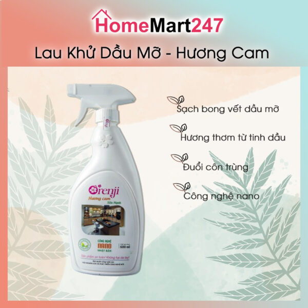 KHỬ DẦU MỠ HƯƠNG CAM 600ML ORENJ