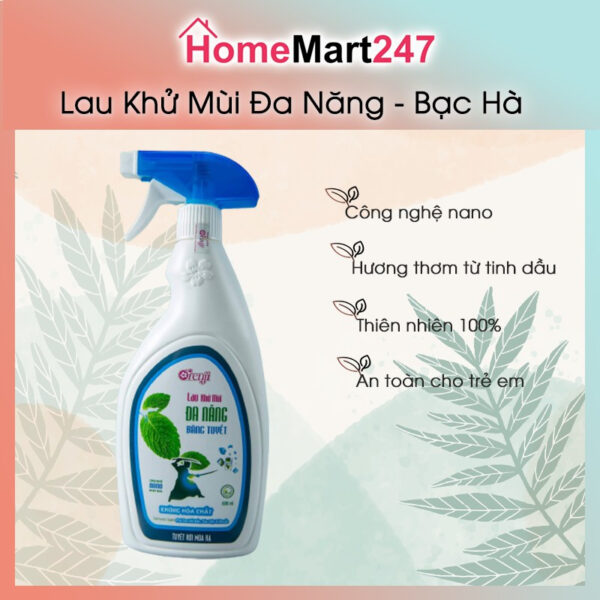 LAU ĐA NĂNG KHỬ MÙI HỮU CƠ TINH DẦU BẠC HÀ 600ML