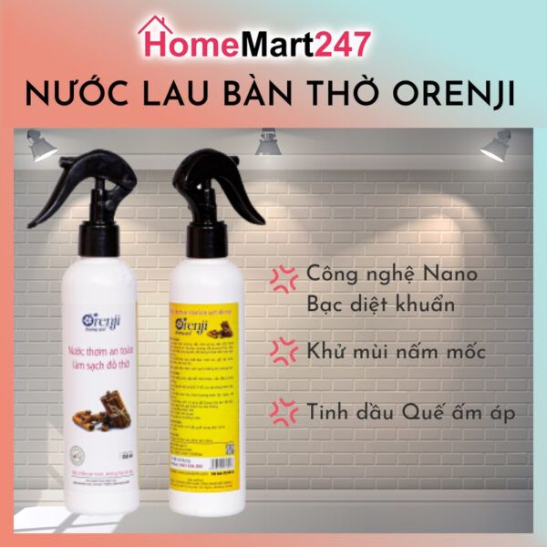 NƯỚC LAU BÀN THỜ ORENJI TINH DẦU QUẾ 100% TỰ NHIÊN