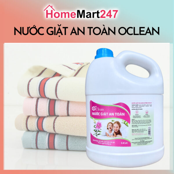 Nước Giặt Quần Áo, An Toàn, Thơm Hương Hoa Ly Ly Oclean (Orenji) 3,8 Lít