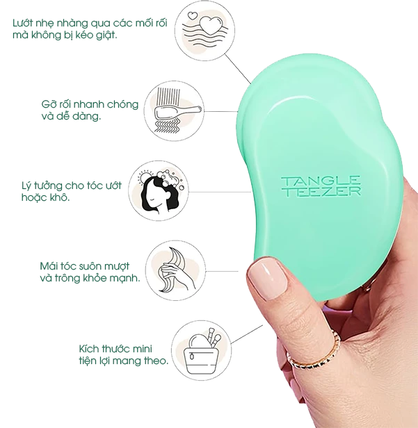 Lược gỡ rối Tangle Teezer Original mini xanh dương