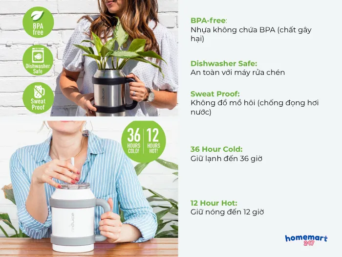 Bình giữ nhiệt tiếng Anh là gì? Giải nghĩa các từ ngữ, thuật ngữ mô tả 3 bình giữ nhiệt tiếng anh là gì - Học tiếng anh qua ảnh Bình giữ nhiệt 1500ml Reduce giữ lạnh 36h giữ nóng 12h