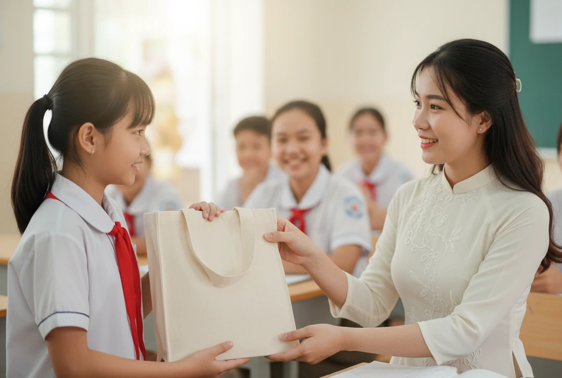 2.1. Túi tote vải canvas hoặc túi da mềm – nữ tính, tiện dụng
