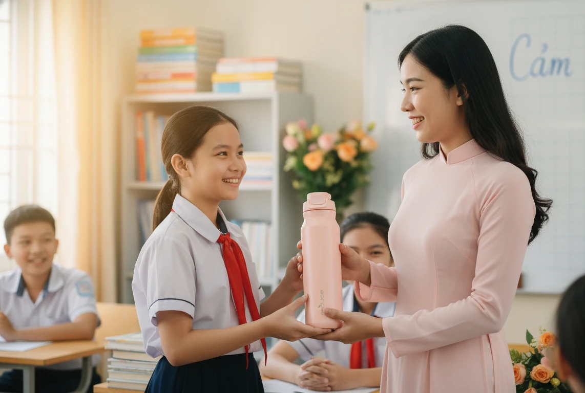 Bình giữ nhiệt màu pastel - thanh lịch, nữ tính Quà Tặng Cô Giáo Cuối Năm Học Tinh Tế